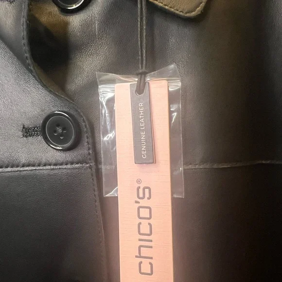 Chico's Black Leather Jacket size 12 - Picture 11 of 16